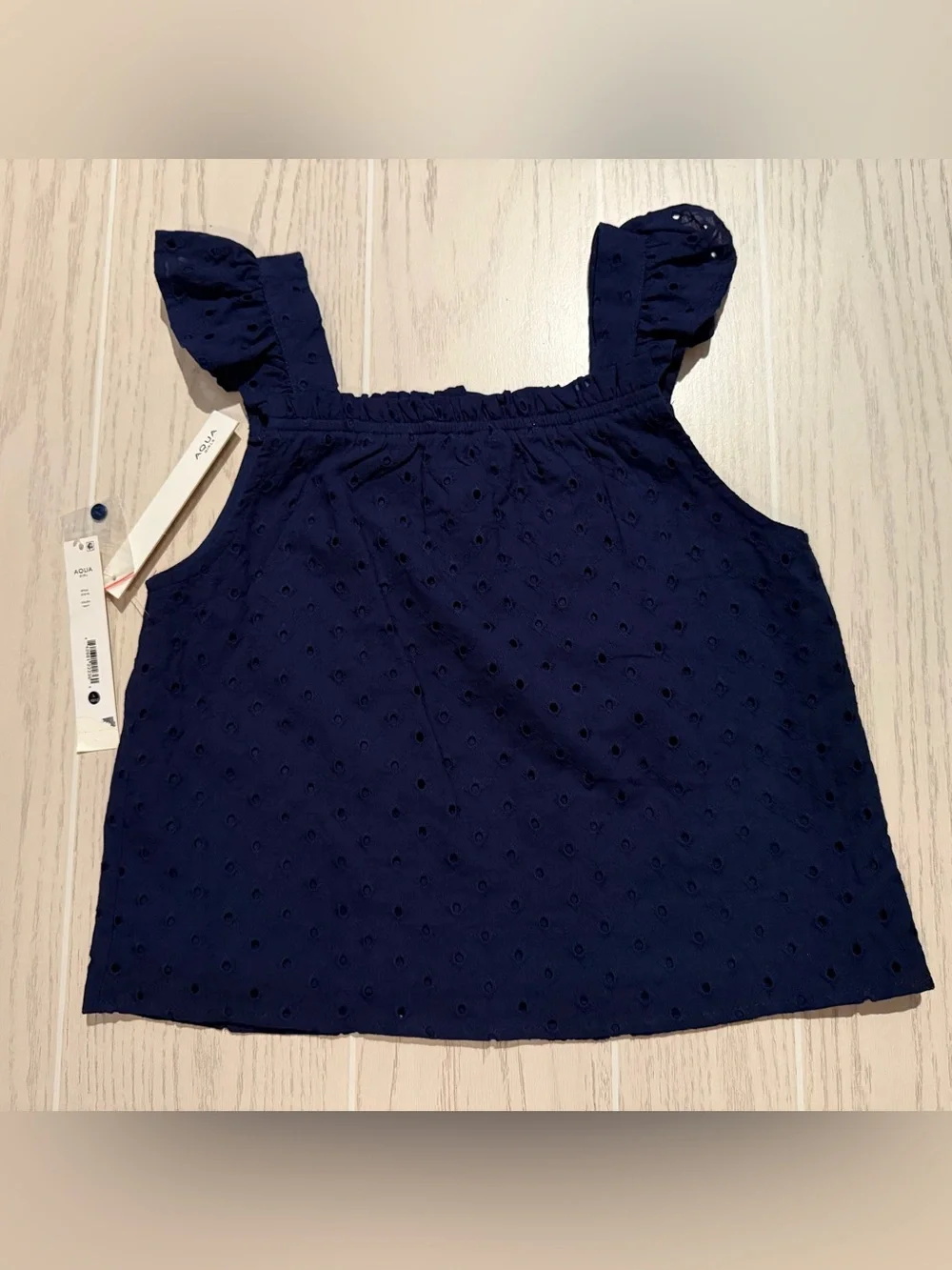 Aqua Girls Navy Eyelet Ruffle Top & Shorts Set L 10/12‎ NWT